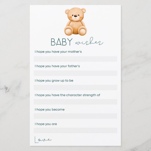 Baby wünscht | Teddy Bear Baby Boy Showspiele (Vorderseite)