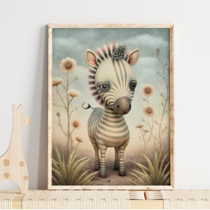 Baby-Zebra Afrikanisches Tier   Zebra-Wandbild Poster