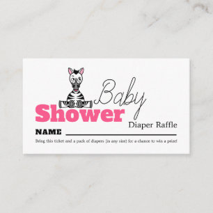 Baby Zebra, Babydusche-Windeln-Raffle Begleitkarte
