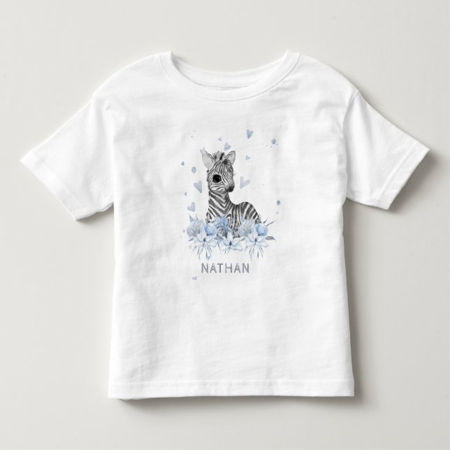 *~* Baby Zebra Floral Jungle Junge Kleinkind Kind  Kleinkind T-shirt (Vorderseite)
