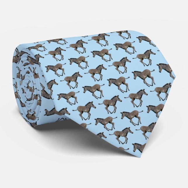 Baby Zebra Frenzy Krawatte (Light Blue) (Gerollt)
