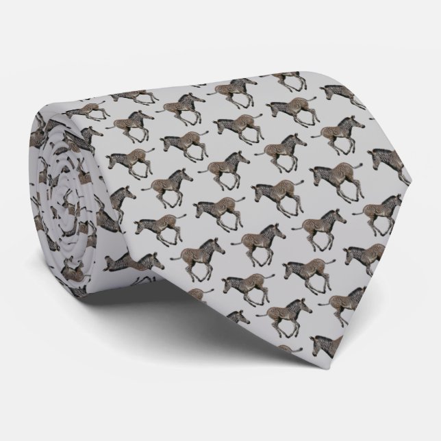 Baby Zebra Frenzy Krawatte (Light Gray) (Gerollt)