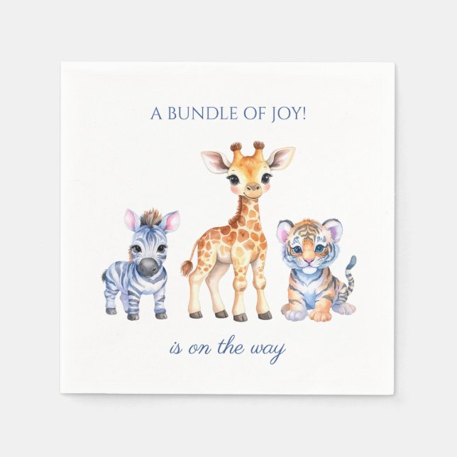 Baby Zebra Giraffe und Tiger Serviette (Vorderseite)