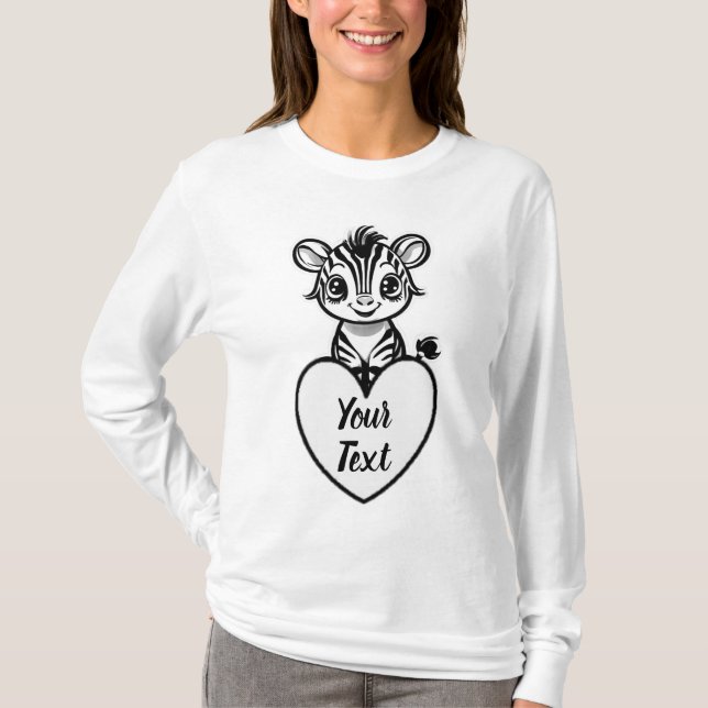 Baby Zebra Herz mit Ihrer benutzerdefinierten Nach T-Shirt (Vorderseite)