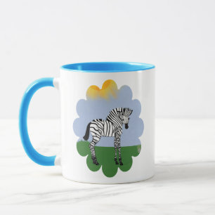 Baby Zebra in Field Cartoon Art Tasse