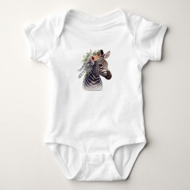 Baby Zebra mit Blume Strampler (Vorderseite)