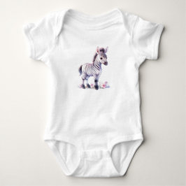 Baby Zebra mit Blume, Zoo, Safari Baby Strampler
