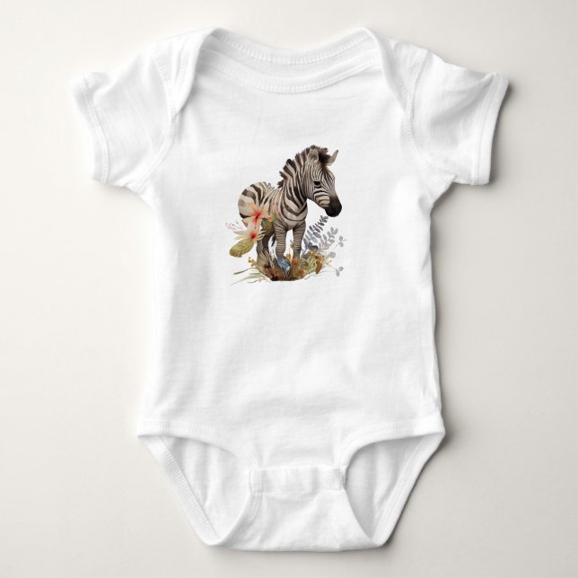 Baby Zebra mit vielen Blume Baby Strampler (Vorderseite)