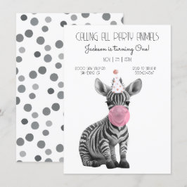 Baby Zebra schwarz-weiß Geburtstag Einladung