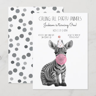Baby Zebra schwarz-weiß Geburtstag Einladung