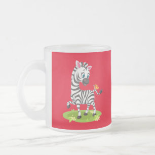 Baby Zebra Zeichnend Spielen mit Schmetterling-239 Mattglastasse