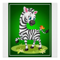 Baby Zebra Zeichnend Spielen mit Schmetterling-239
