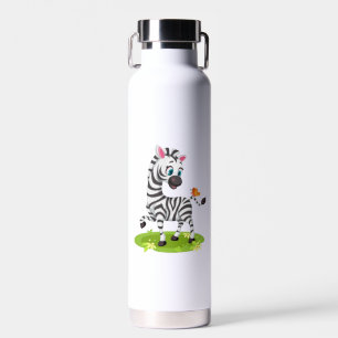 Baby Zebra Zeichnend Spielen mit Schmetterling-239 Trinkflasche