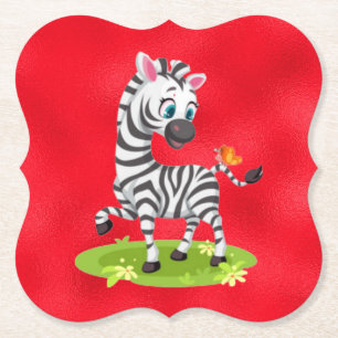 Baby Zebra Zeichnend Spielen mit Schmetterling-239 Untersetzer