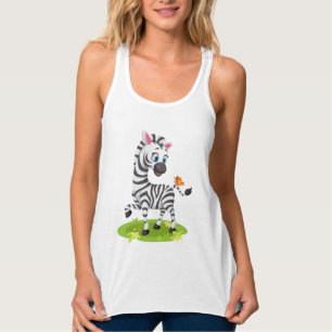 Baby-Zebra-Zeichnung spielt mit Schmetterling Tank Top