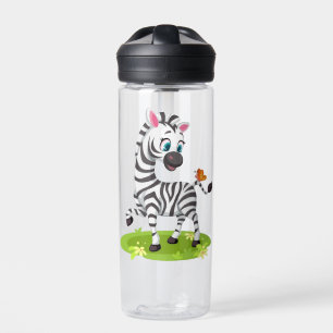Baby-Zebra-Zeichnung spielt mit Schmetterling Trinkflasche