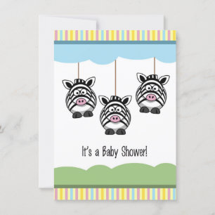 Baby Zebras Baby shower Invitation