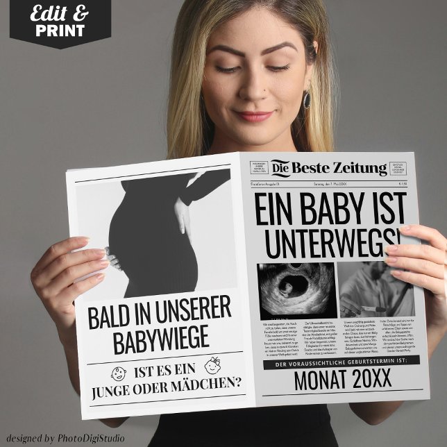 Baby Zeitung Schwanger Gesellschaft Verkünden in D Karte (Zeitung Schwangerschaft Verkünden)