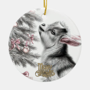 Baby-Ziegen-Weihnachten 11 und dein Foto Keramik Ornament