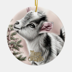 Baby-Ziegen-Weihnachten 13 und dein Foto Keramik Ornament