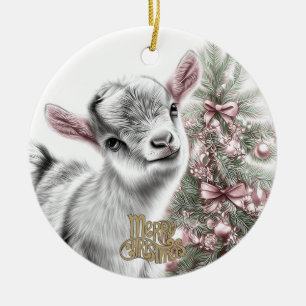 Baby-Ziegen-Weihnachten 14 und DEIN FOTO Keramik Ornament