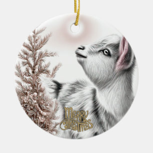 Baby-Ziegen-Weihnachten 16 und dein Foto Keramik Ornament