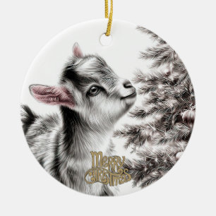 Baby-Ziegen-Weihnachten 17 und dein Foto Keramik Ornament