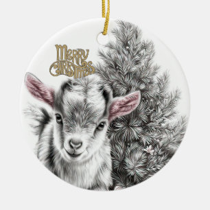 Baby-Ziegen-Weihnachten 18 und dein Foto Keramik Ornament