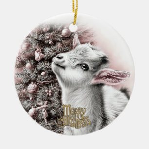 Baby-Ziegen-Weihnachten 1 und dein Foto Keramik Ornament