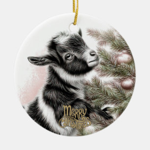 Baby-Ziegen-Weihnachten 2 und dein Foto Keramik Ornament