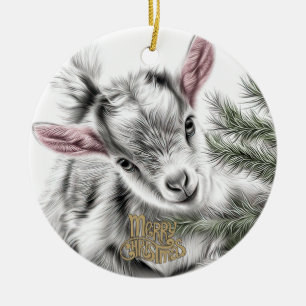 Baby-Ziegen-Weihnachten 3 und dein Foto Keramik Ornament