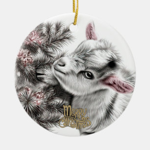 Baby-Ziegen-Weihnachten 4 und dein Foto Keramik Ornament