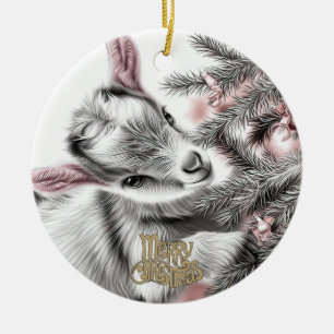 Baby-Ziegen-Weihnachten 5 und dein Foto Keramik Ornament
