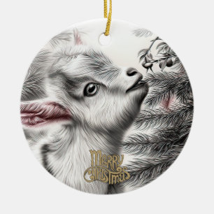 Baby-Ziegen-Weihnachten 7 und dein Foto Keramik Ornament