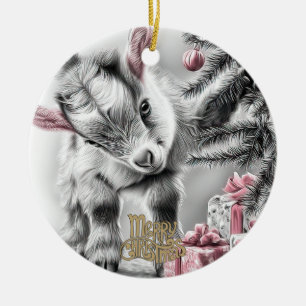Baby-Ziegen-Weihnachten 9 und dein Foto Keramik Ornament
