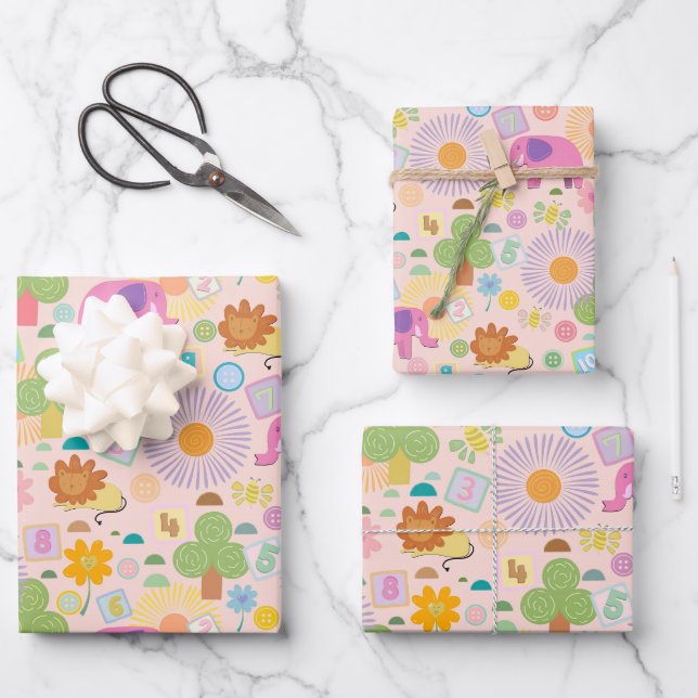 Baby-Zoo-Geschenkpapier Geschenkpapier Set (Vorderseite)