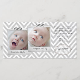 Baby ZWILLINGE danken Ihnen Foto-Karten-Schablone Dankeskarte