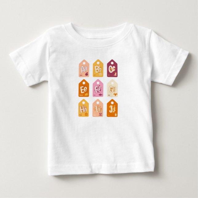 Babyalphabet Baby T-shirt (Vorderseite)