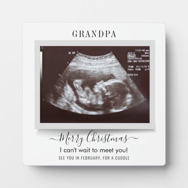 Babyankündigung Frohe Weihnachtsgrandpa Fotoplatte (Vorderseite)