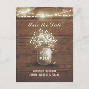 Babyatembrille rustikal Save the Date Ankündigungspostkarte