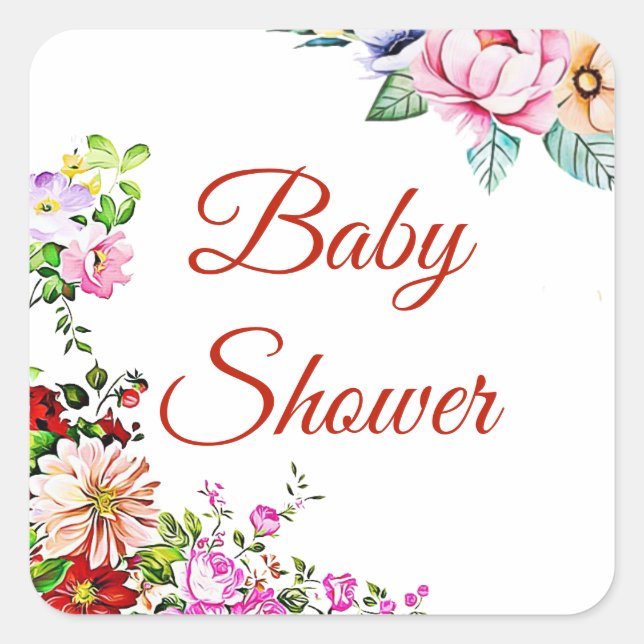 Babyaufkleber für hübsche Blumenmädchen Quadratischer Aufkleber (Vorderseite)