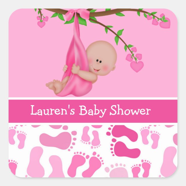 Babyaufkleber für Mädchen Quadratischer Aufkleber (Vorderseite)