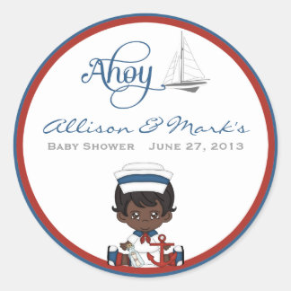 Babyaufkleber für Nautic African American Baby Sho Runder Aufkleber