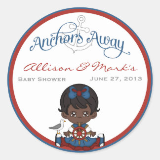 Babyaufkleber für Nautic African American Baby Sho Runder Aufkleber