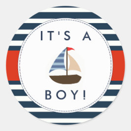 Babyaufkleber für Nautical Boat - Das ist ein Jung Runder Aufkleber