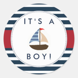 Babyaufkleber für Nautical Boat - Das ist ein Jung Runder Aufkleber