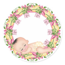 Babyaufkleber Gelb und Rosa