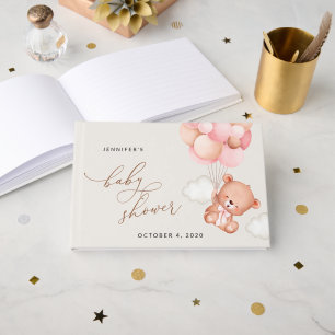 Babybär, Teddybär, rosa Balloons, Babydusche Gästebuch