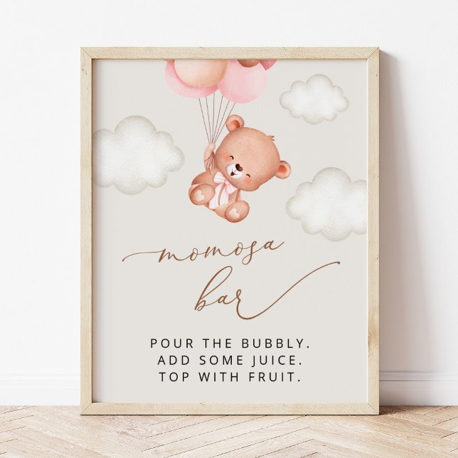 Babybär, Teddybär, rosa Balloons, Momosa-Bar Poster (Von Creator hochgeladen)