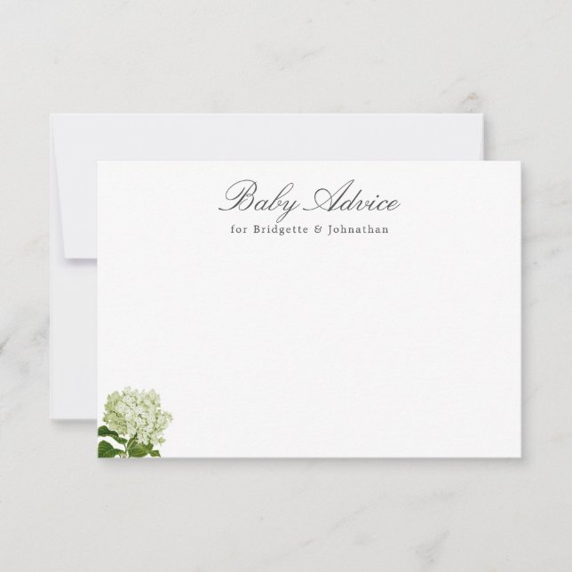Babyberatung für weiße und grüne Hydrangea RSVP Karte (Vorderseite)